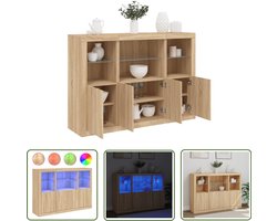 vidaXL Salontafel - Dressoirs - Dressoirs met LED-verlichting 3 st bewerkt hout sonoma eiken - Tv Meubel - Houten Meubilair - Bruine Meubels
