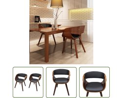 vidaXL Salontafel - Eetkamerstoel - Eetkamerstoelen 2 st gebogen hout en kunstleer bruin - Meubels - Koffiezetapparaat - Decoratie