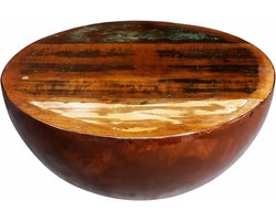 vidaXL - Salontafel - komvormig - met - stalen - frame - gerecycled - hout