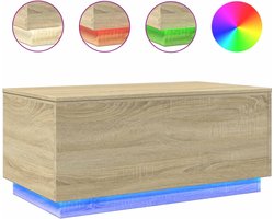 vidaXL Salontafel - LED - 90x50x40 cm - Sonoma eiken Moderne Salontafel - Led Lampen - Tv Tafellamp - Houten Salontafel - Salontafel Rgb Licht