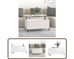 vidaXL Salontafel Lift Top Hoogglans Wit Salontafel - Lift-top Tafel - Houten Salontafel - Wit Meubilair - Modern Tafellamp