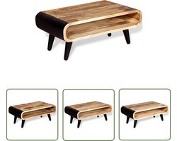 vidaXL Salontafel Mango Hout - Industriele Salontafel - Salontafel 90x55x39 cm ruw mangohout - Vintage Salontafel - Tafellamp Industrieel - Bijzettafel Industrieel