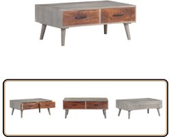 vidaXL Salontafel Mangohout 100x60x40 cm Grijs Salontafel - Mangohout - Houten Salontafel - Bijzettafel - Livingroom Furniture