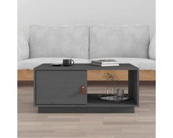 vidaXL Salontafel - Massief Grenenhout - Grijs Salontafel - Massief Hout - Grijze Tafel - Opbergruimte - Livingroom Furniture