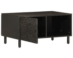vidaXL Salontafel - Massief Mangohout - Zwart - 80x50x40 cm Bijzettafel - Salontafel - Mango Wood Furniture - Houten Tafeltje - Kastje Met Lade