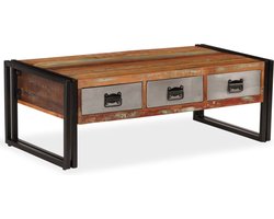 vidaXL - Salontafel - met - 3 - lades - 100x50x35 - cm - massief - gerecycled - hout