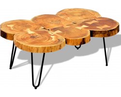 vidaXL - Salontafel - met - 6 - boomstammen - 35 - cm - massief - acaciahout