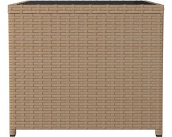 vidaXL - Salontafel - met - glazen - blad - poly - rattan - en - gehard - glas - beige