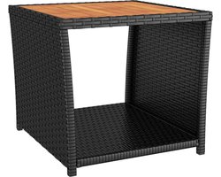 vidaXL - Salontafel - met - houten - blad - poly - ratten - en - acaciahout - zwart