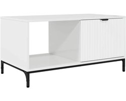 vidaXL - Salontafel - met - lade - Hoogglans - wit - 90 - x - 49 - x - 46 - cm - Bewerkt - hout