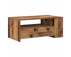 vidaXL - Salontafel - met - lade - Oud - Hout - 102 - x - 55 - x - 43,5 - cm - Bewerkt - hout