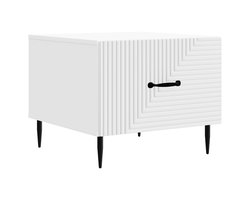 vidaXL - Salontafel - met - lade - Wit - 49 - x - 50 - x - 40 - cm - Bewerkt - hout