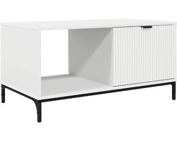 vidaXL - Salontafel - met - lade - Wit - 90 - x - 49 - x - 46 - cm - Bewerkt - hout