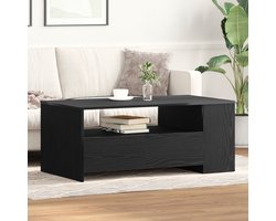 vidaXL - Salontafel - met - lade - Zwart - Eiken - 102 - x - 55 - x - 43,5 - cm - Bewerkt - hout