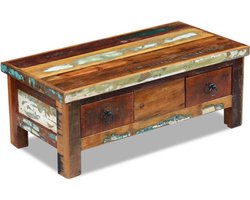 vidaXL - Salontafel - met - lades - 90x45x35 - cm - massief - gerecycled - hout