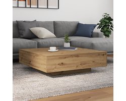 vidaXL - Salontafel - met - LED - Stripverlichting - Artisanaal - eiken