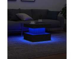 vidaXL - Salontafel - met - LED-verlichting - 50x50x40 - cm - zwart - eikenkleurig