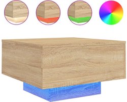 vidaXL - Salontafel - met - LED-verlichting - 55x55x31 - cm - sonoma - eikenkleurig