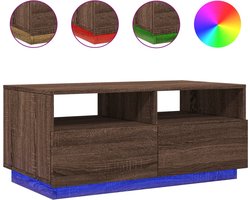 vidaXL - Salontafel - met - LED-verlichting - 90x49x40 - cm - bruin - eikenkleur