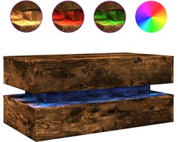 vidaXL - Salontafel - met - LED-verlichting - 90x50x40 - cm - gerookt - eikenkleurig