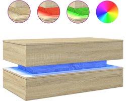 vidaXL - Salontafel - met - LED-verlichting - 90x50x40 - cm - sonoma - eikenkleurig