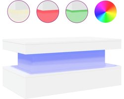 vidaXL - Salontafel - met - LED-verlichting - 90x50x40 - cm - wit