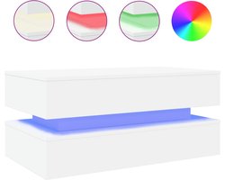 vidaXL - Salontafel - met - LED-verlichting - 90x50x40 - cm - wit