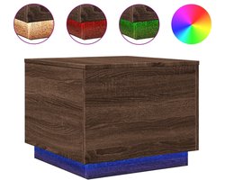 vidaXL Salontafel met LED-verlichting, Bruin Eiken Moderne Salontafel - Led Verlichting - Bruine Eiken - Tv Tafellamp - Koffietafel