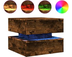 vidaXL - Salontafel - met - metalen - poten - 50x50x40 - cm - gerookt - eikenkleurig