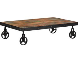 vidaXL - Salontafel - met - wielen - 100x60x26 - cm - massief - gerecycled - hout
