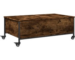 vidaXL - Salontafel - met wielen - 91x55x34 - cm - bewerkt hout - gerookt - eiken