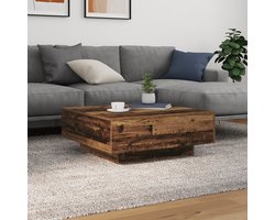 vidaXL - Salontafel - Oud - Hout - en - Blauw - 80 - x - 80 - x - 31 - cm - Bewerkt - hout