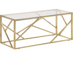 vidaXL - Salontafel - roestvrijstaal - en - gehard - glas - goudkleurig