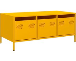 vidaXL Salontafel - Staal - 101,5x50x43,5 cm - Geel Salontafel - Industrieel Design - Metalen Salontafel - Mustard Yellow - Ladekast