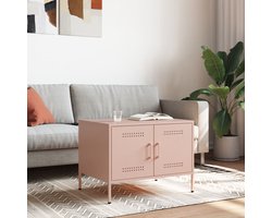 vidaXL Salontafel - Staal - Roze - 68x50x50,5 cm Salontafel - Industrieel Design - Roestvrijstalen Salontafel - Industriele Decoratie - Stoere Salontafel