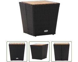 vidaXL Salontafel - Thee Tafel - Theetafel 41,5x41,5x43 cm poly rattan massief acaciahout zwart - Buitentafel - Zwarte Tafel - Ratan Tafel
