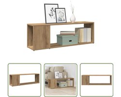 vidaXL Salontafel - Tv-meubel - Tv-meubel 100x24x32 cm bewerkt hout artisanaal eikenkleur - Houten Tv-standaard - Opberg Kast - Media Kast
