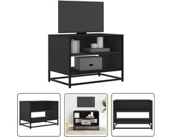 vidaXL Salontafel - Tv-meubel - Tv-meubel 61x40x46 cm bewerkt hout en metaal zwart - Houten Tv-meubel - Industrieel Tv-meubel - Opbergruimte
