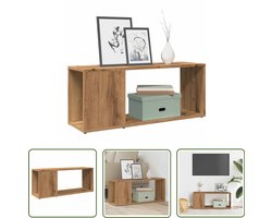 vidaXL Salontafel - Tv-meubel - Tv-meubel 80x24x32cm bewerkt hout artisanaal eikenkleur - Houten Kast - Bergruimte - Televisiekast