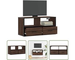 vidaXL Salontafel - Tv-meubel - Tv-meubel 80x31x39,5 cm bewerkt hout metaal bruin eikenkleurig - Houten Tv-meubel - Industrieel Tv-meubel - Mediabox