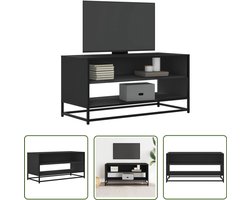 vidaXL Salontafel - Tv-meubel - Tv-meubel 91x40x46 cm bewerkt hout en metaal zwart - Zwarte Tv-kast - Houten Tv-meubel - Industrieel Tv-meubel