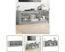 vidaXL Salontafel - Tv-meubel - Tv-meubel met glazen deuren 102x37x42 cm grijs sonoma eiken - Houten Kast - Grijze Meubels - Sonomaneik