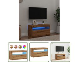 vidaXL Salontafel - Tv Meubel - Tv-meubel met LED 75x35x40 cm bewerkt hout artisanaal eiken - Houten Tv Kast - Led Tv Meubel - Rgb Licht