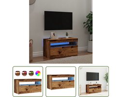 vidaXL Salontafel - Tv Meubel - Tv-meubel met LED 75x35x40 cm bewerkt hout oud hout - Houten Tv Kast - Led Licht - Rgb Verlichting