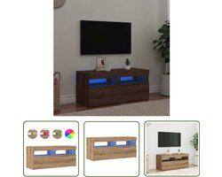 vidaXL Salontafel - Tv Meubel - Tv-meubel met LED 90x35x40 cm bewerkt hout artisanaal eiken - Houten Tv Kast - Led Tv Meubel - Lichtgevende Tv Stand