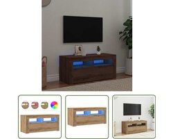 vidaXL Salontafel - Tv Meubel - Tv-meubel met LED 90x35x40 cm bewerkt hout artisanaal eiken - Houten Tv Kast - Led Tv Meubel - Rgb Licht