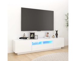 vidaXL Salontafel - Tv-meubel - Tv-meubel met LED-verlichting 180x35x40 cm wit - Led Verlichting - Houten Meubilair - Wit Meubilair