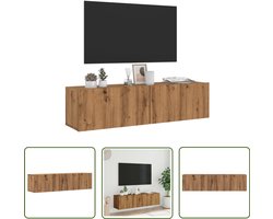 vidaXL Salontafel - Tv-meubel - Tv-wandmeubel 120x30x30 cm bewerkt hout artisanaal eikenkleurig - Houten Tv-standaard - Mediaca Stande - Kastje