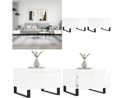 vidaXL Salontafels 2 st 50x46x35 cm bewerkt hout hoogglans wit - Salontafel - Salontafels - Tafel - Bijzettafel