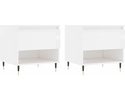 vidaXL - Salontafels - 2 - st - 50x46x50 - cm - bewerkt - hout - hoogglans - wit